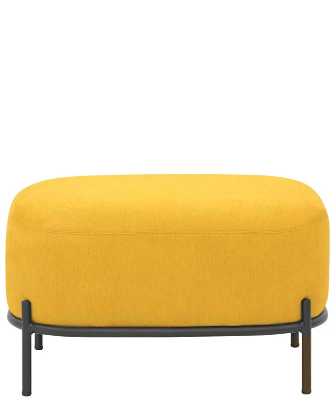 Pouf panchetta moderna base in metallo rivestimento in tessuto cm 63x47x37h - vari colori