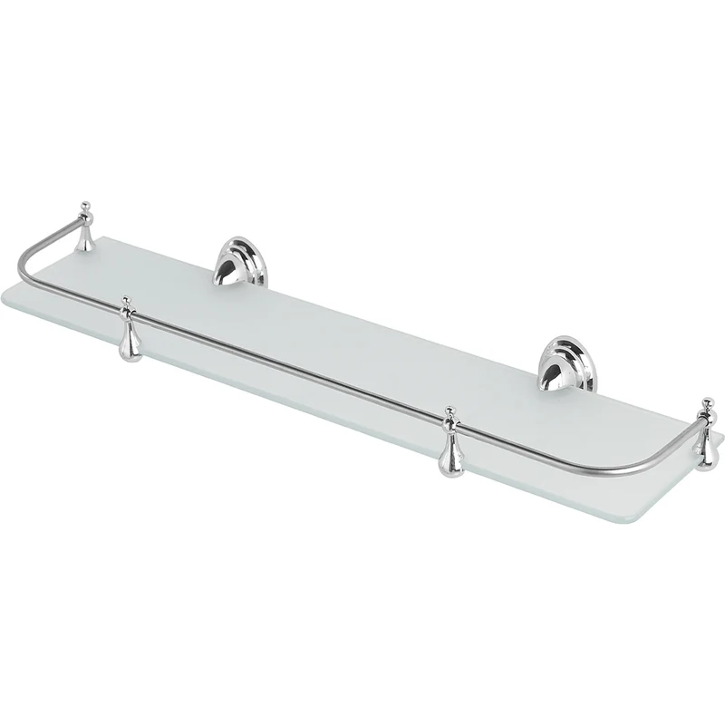 Mensola Bagno in Vetro Satinato Scaffale da Muro Acciaio Antiruggine 6x14x50 cm