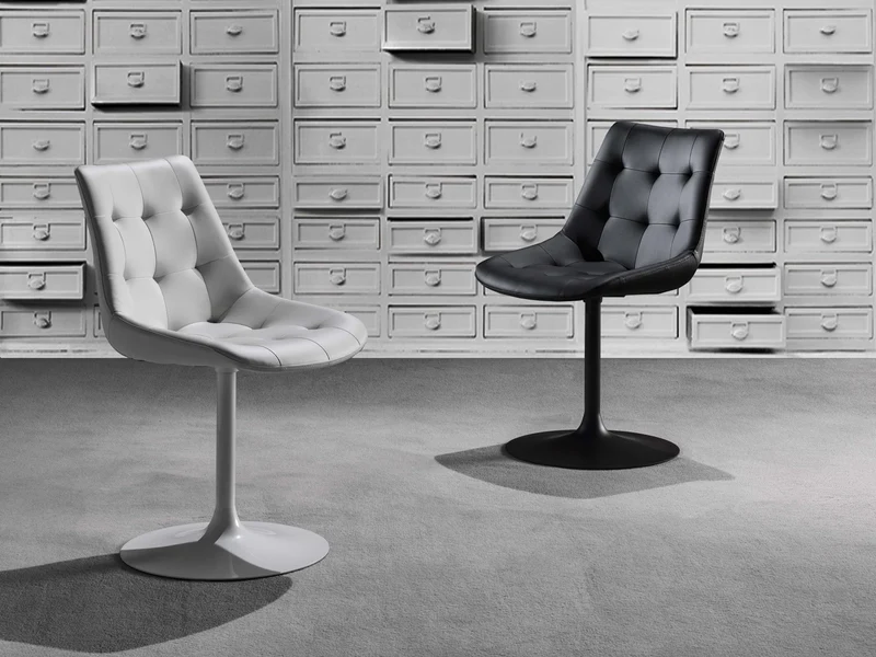 Charme - Set da 2 Sedia girevole moderna in acciaio rivestita in ecopelle cm 50x57x83h - vari colori