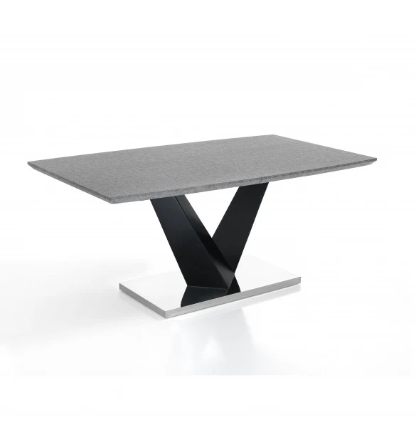 Tavolo allungabile moderno base nero opaco piano colore cemento cm 160/200x90x75h