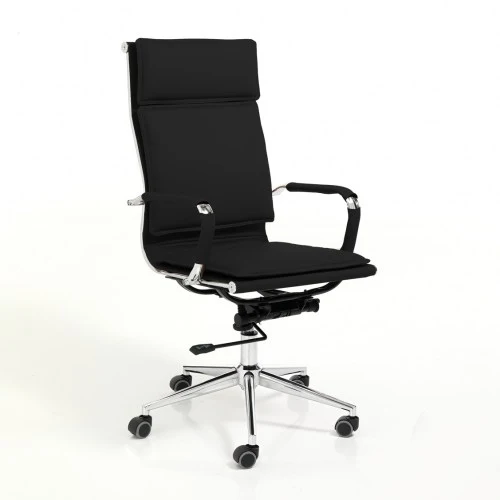 Poltrona ufficio imbottita rivestita similpelle struttura in acciaio cromato cm 54x63x110/117h - vari colori