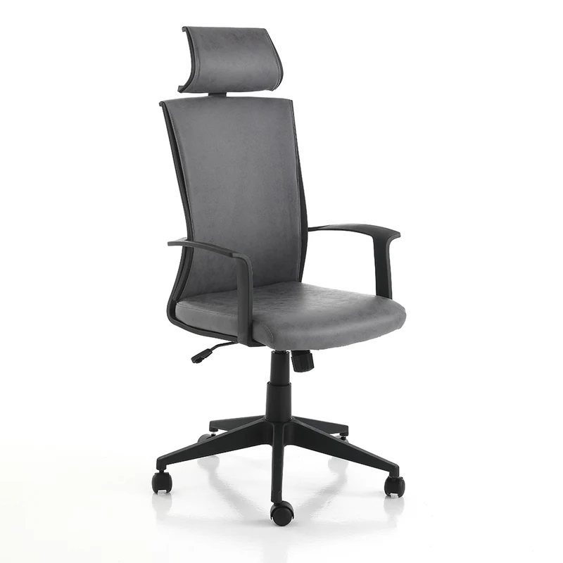 Poltrona da ufficio in similpelle con poggiatesta regolabile cm 61x61x121/131h