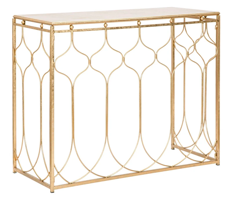 Consolle moderna da ingresso in metallo dorato cm 96x41x78h