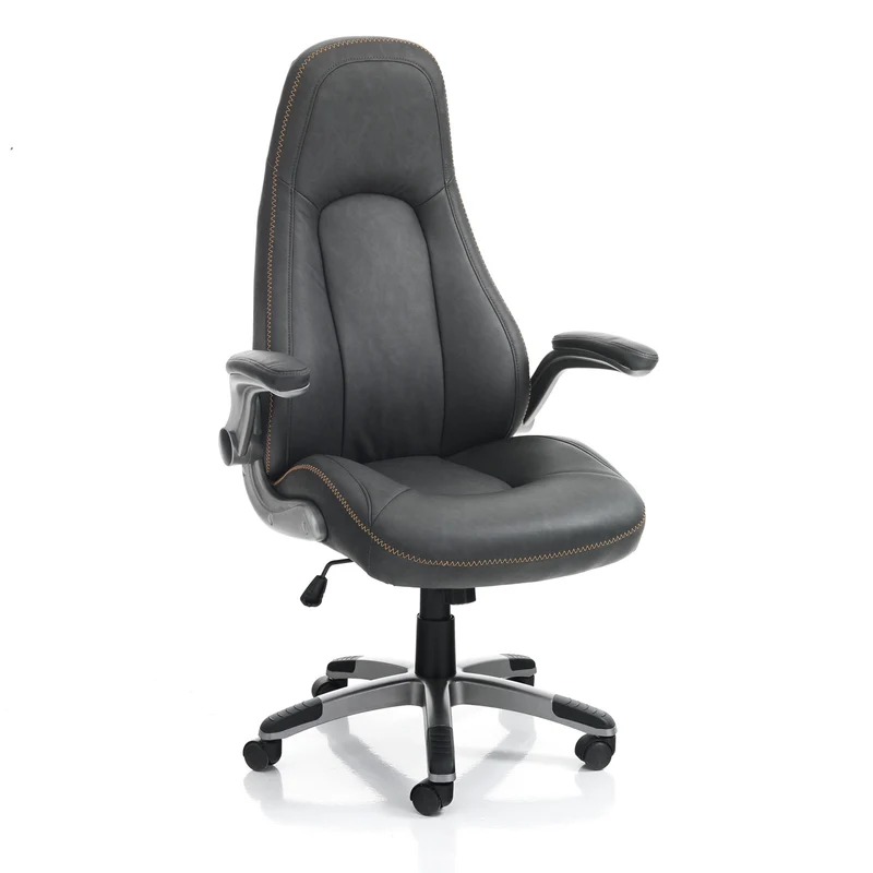 Poltrona da ufficio direzionale imbottita in similpelle colore grigio cm 72x65x119/125h