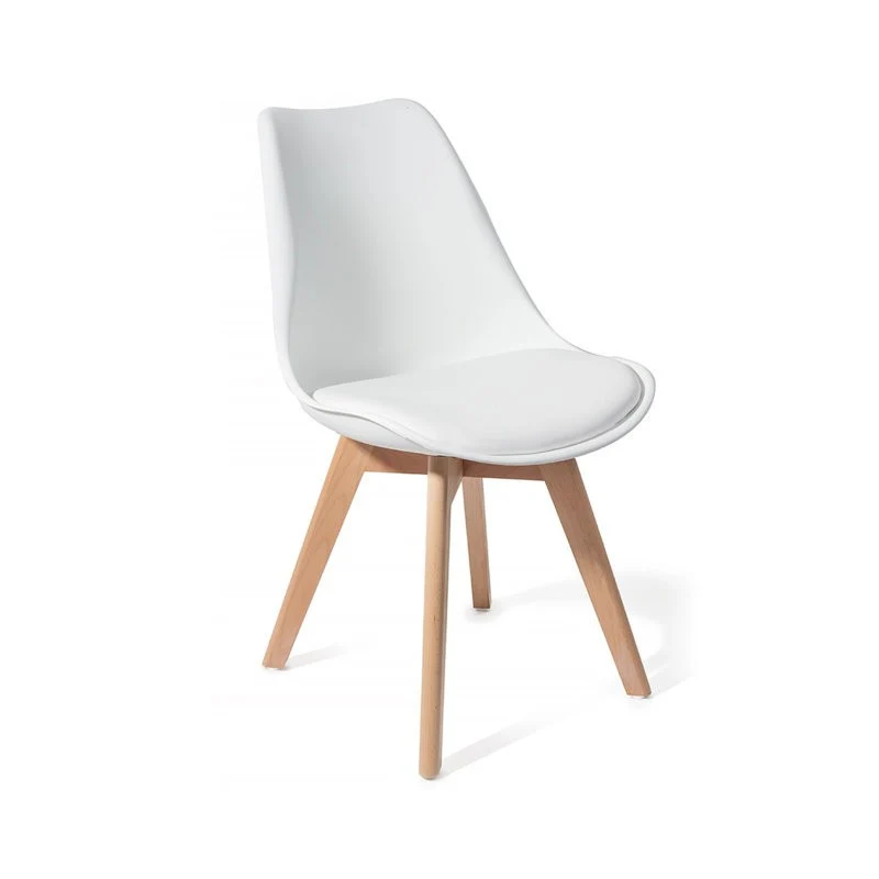 Set da 4 Sedia moderna con gambe in legno finitura rovere e cuscino in ecopelle cm 49x54x81h - vari colori