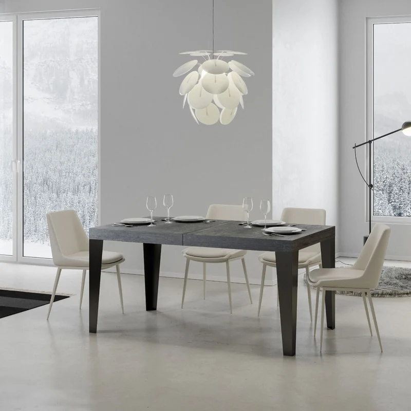Candara - Tavolo moderno allungabile per pranzo in metallo e legno - Vari modelli