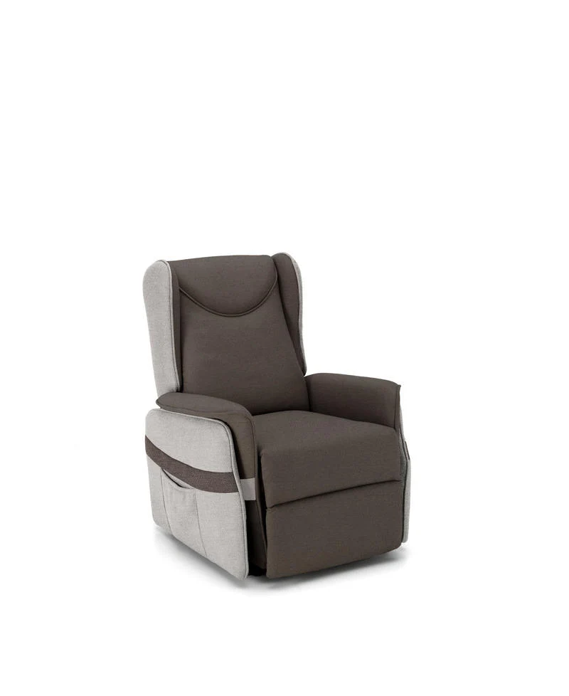 Poltrona relax moderna bicolore con alzapersona pediera a 2 motori in microfibra cm 87x76x102h - vari colori