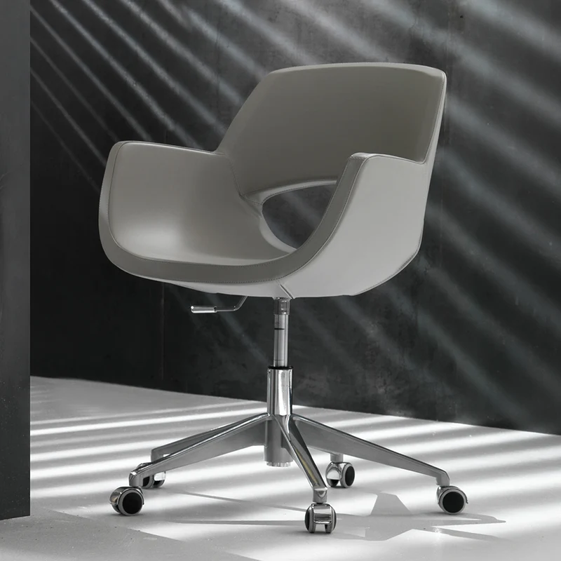 Key Office - Poltrona da ufficio in metallo cromato seduta in ecopelle cm 64x59x81/89h - vari colori