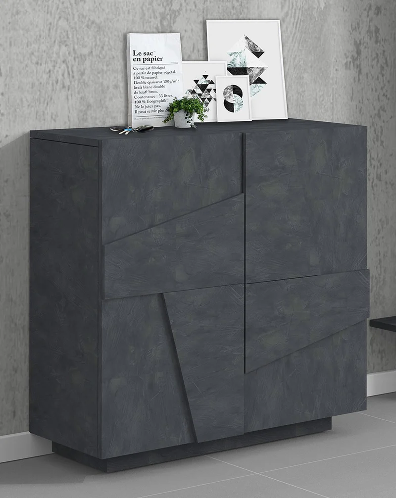 Mecheope - Scarpiera design forme geometriche in legno 2 ante cm 81x38x86h - vari colori