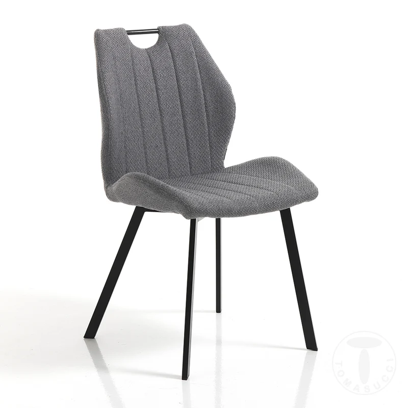 Set da 4 Sedia design seduta in tessuto gambe in metallo cm 51x60x92h - vari colori
