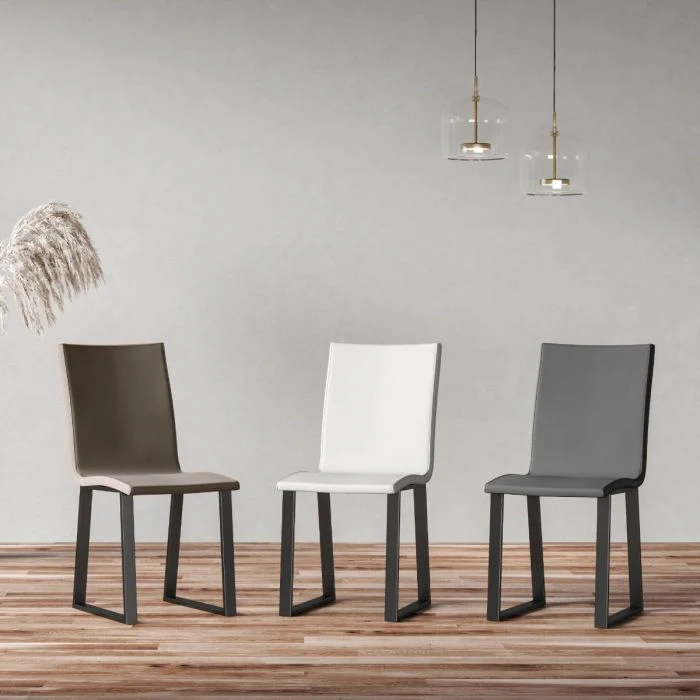 Fidem - Set da 2 Sedia gambe in metallo seduta in similpelle cm 40x42x85h - vari colori