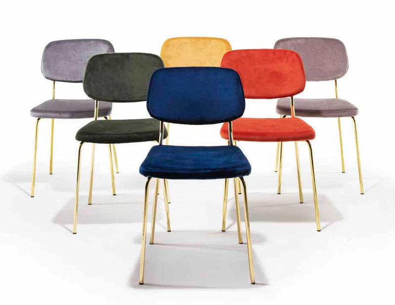 Ginger - Set da 2 Sedia living in metallo colore ottone e velluto cm 46x50x82h - vari colori