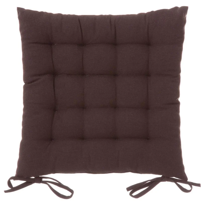 Cuscino Sedia in Tessuto Trapuntato Imbottito 40x40cm con Laccetti Colore Marron