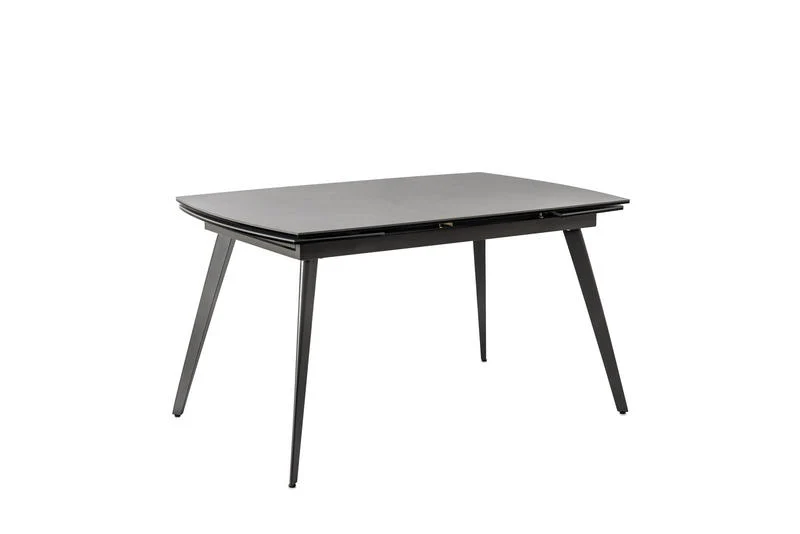 Tavolo moderno allungabile piano in ceramica e e vetro gambe in metallo colore grigio cm 140/200x90x76h