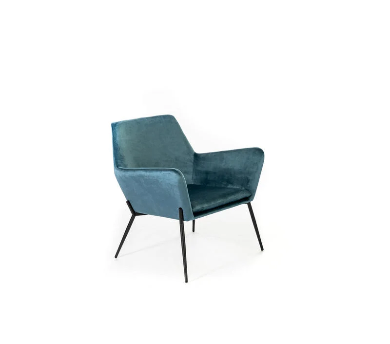Poltrona moderna rivestita in velluto gambe in metallo nero cm 54x71x70h - vari colori