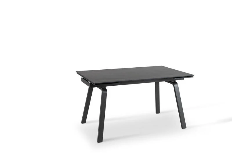 Tavolo allungabile piano effetto marmo nero gambe in metallo cm 140/200x80x76h