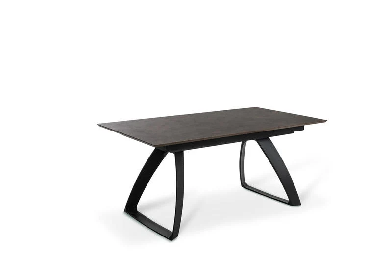 Tavolo moderno allungabile piano colore ruggine gambe in metallo nero cm 170/270x90x76h