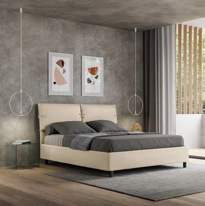 Clater - Letto matrimoniale contenitore in similpelle testiera imbottita cm 170x200 - vari colori