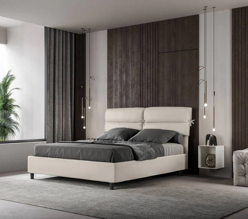 Sandy - Letto contenitore moderno matrimoniale testata imbottita in similpelle cm 170x200 - vari colori