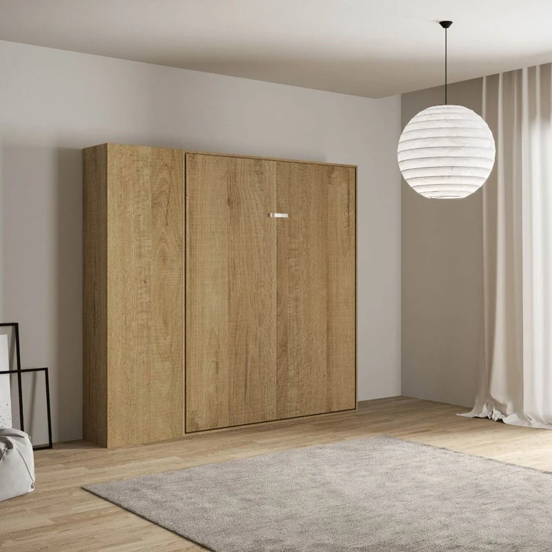 Lotis - Letto a scomparsa matrimoniale in legno con colonna laterale cm 234x39x210h - vari colori