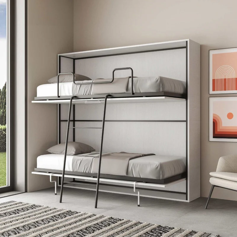 Vinny - Letto doppio a scomparsa struttura in legno cm 200x39x191h - vari colori