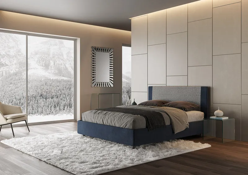 Breton - Letto matrimoniale rivestito in tessuto stile moderno cm 175x202 - vari modelli