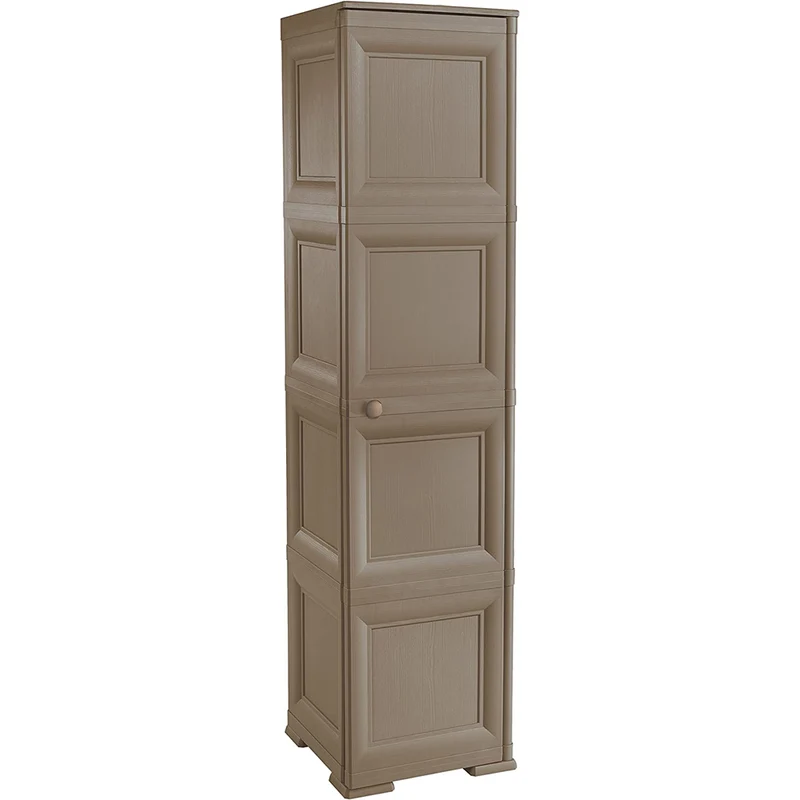 Armadio Slim 4 Ripiani 1 Anta Wenge' Interno e Esterno Plastica 40 x 47 x 164Hcm