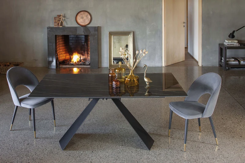 Ragnar Rectangular - Tavolo fisso piano in ceramica marmo cm 180x100x76h - vari colori