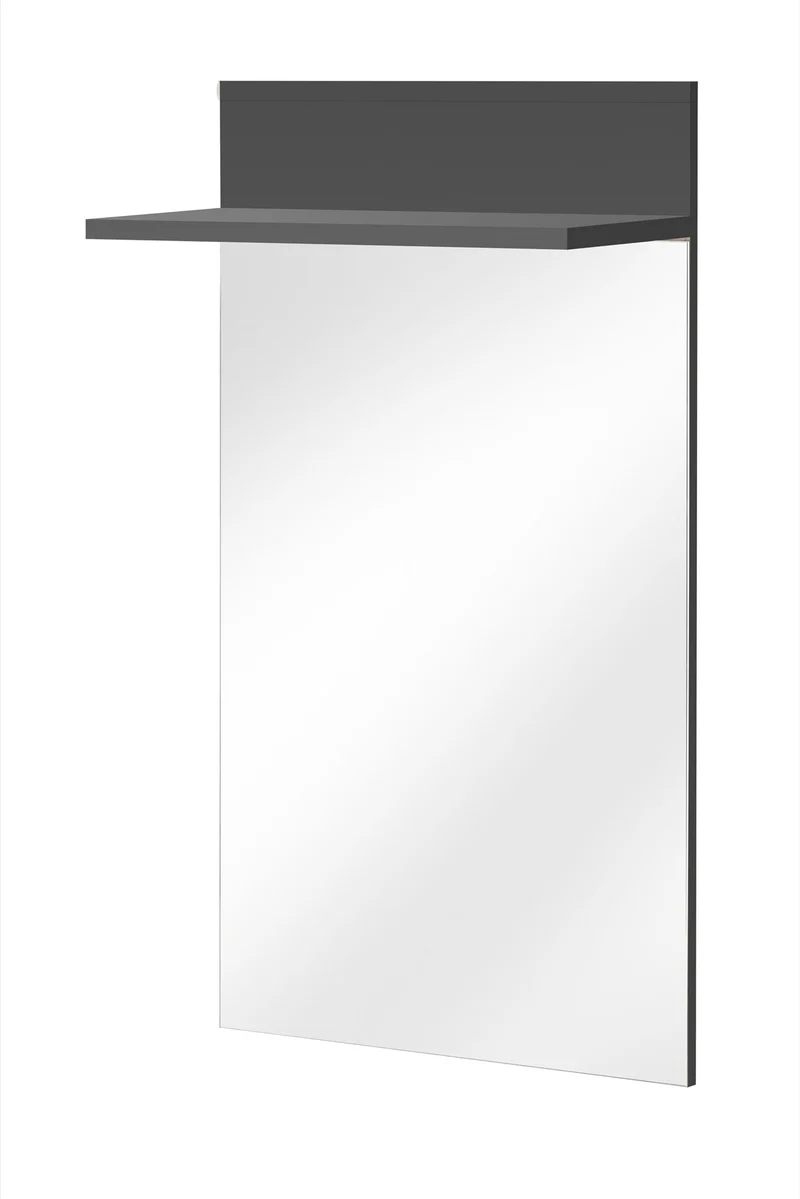 Selih - Specchiera da ingresso con ripiani in legno antracite cm 60x28x107h