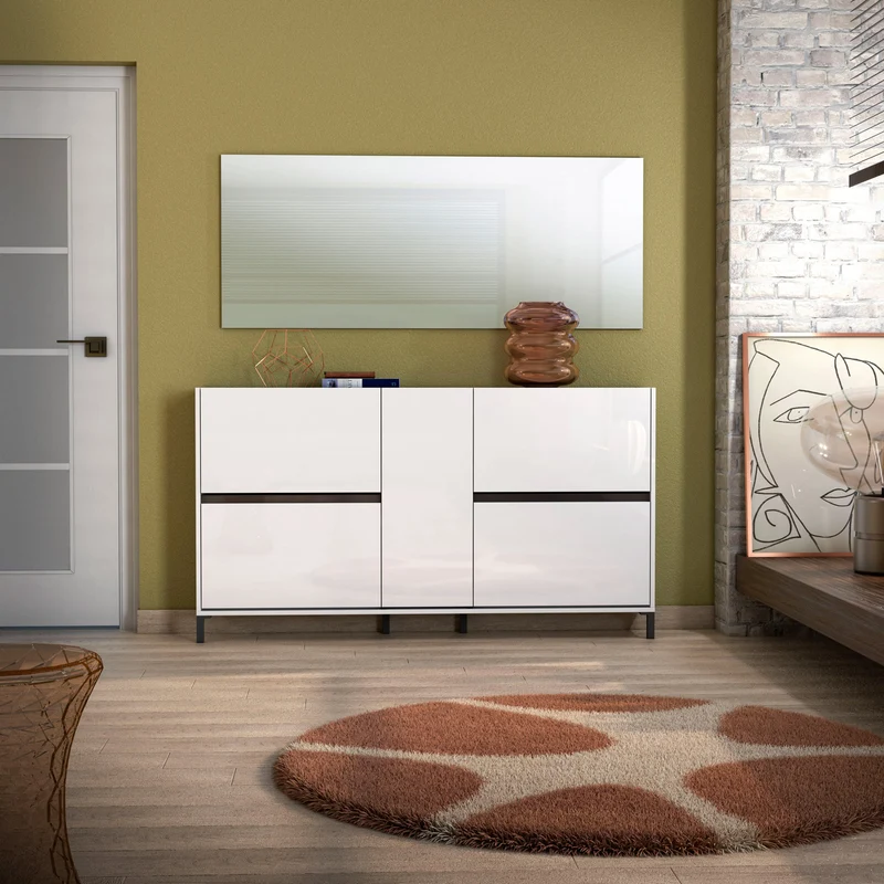 Scarpiera moderna 4 ante a ribalta e 1 anta semplice bianco e antracite cm 169x25x94h