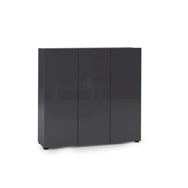 Scarpiera moderna alta 3 ante antracite lucido cm 120x34x114h