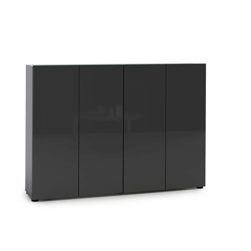 Mobile scarpiera ingresso 4 ante moderna antracite lucido cm 160x34x114h