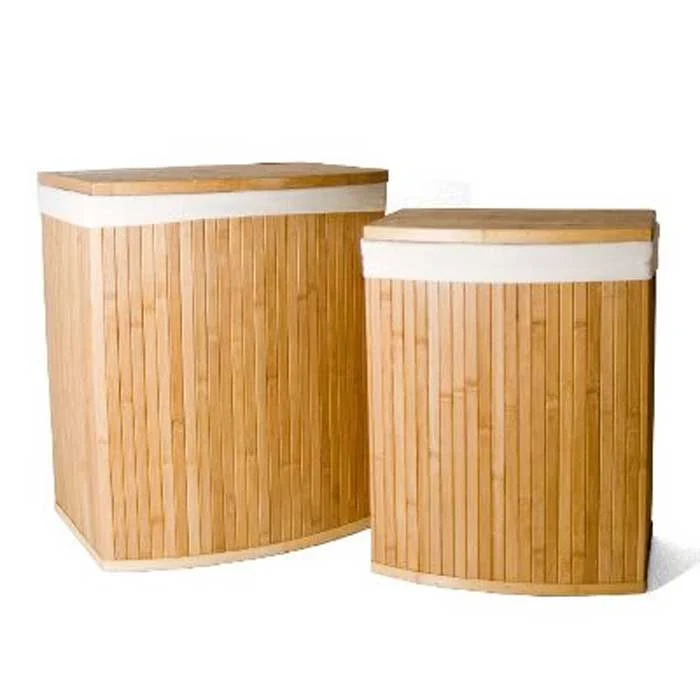 2 Bauli Portabiancheria Indumenti Vestiti Sporchi In Bambu' E Tessuto "Procida"