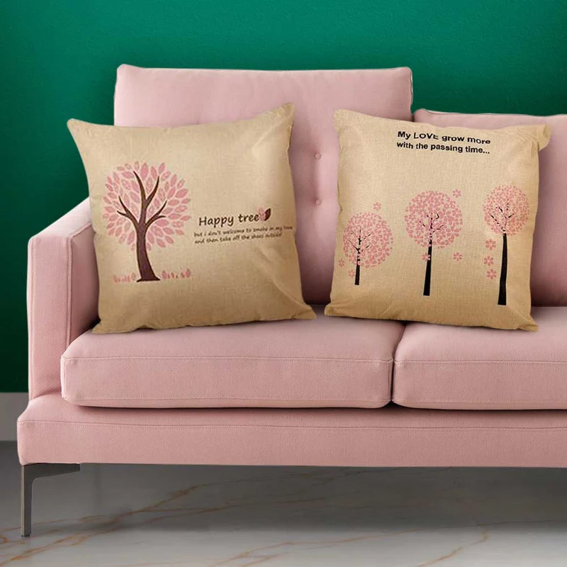Set 2 Cuscini Stampa Alberi Cuscino Quadrato 43x43cm Decorazione Divano Letto