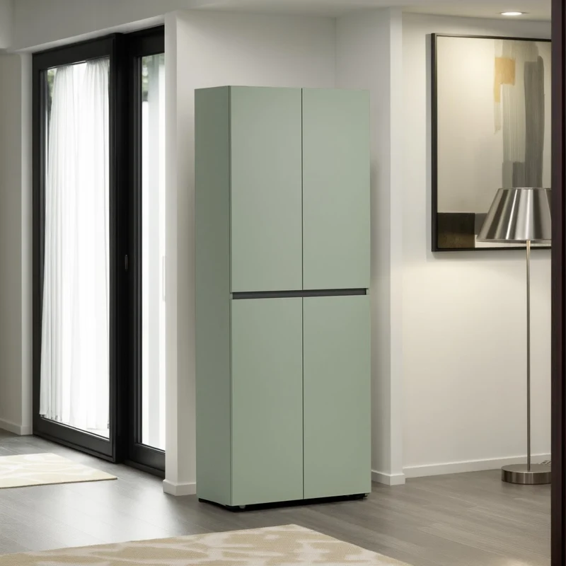 Armadio scarpiera 4 ante design moderno verde salvia opaco cm 80x34x200h
