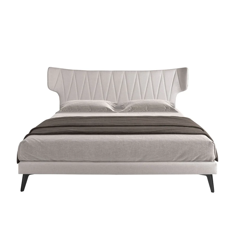 Letto in tessuto grigio chiaro