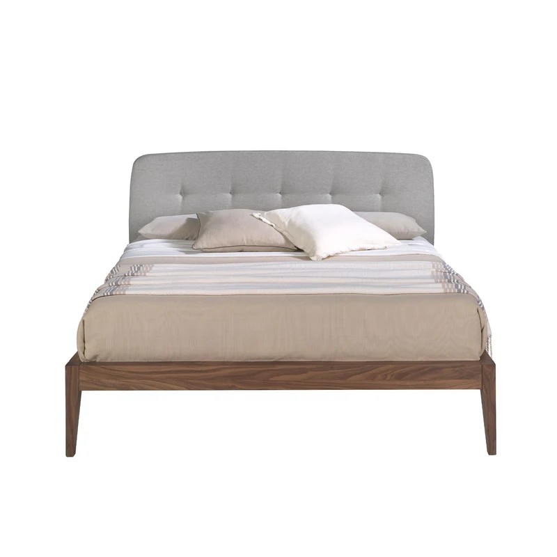 Letto in tessuto grigio trapuntato
