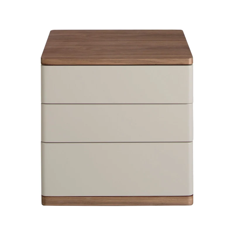 Comodino in legno grigio e noce