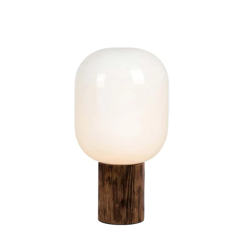 SKENE Lampada da Tavolo 1L Bianco/Legno Bruciato