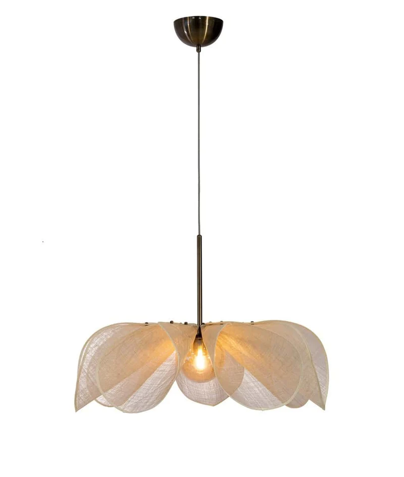 Lampada a sospensione STYRKA 1L 75 cm Beige/Ottone antico/Ambra