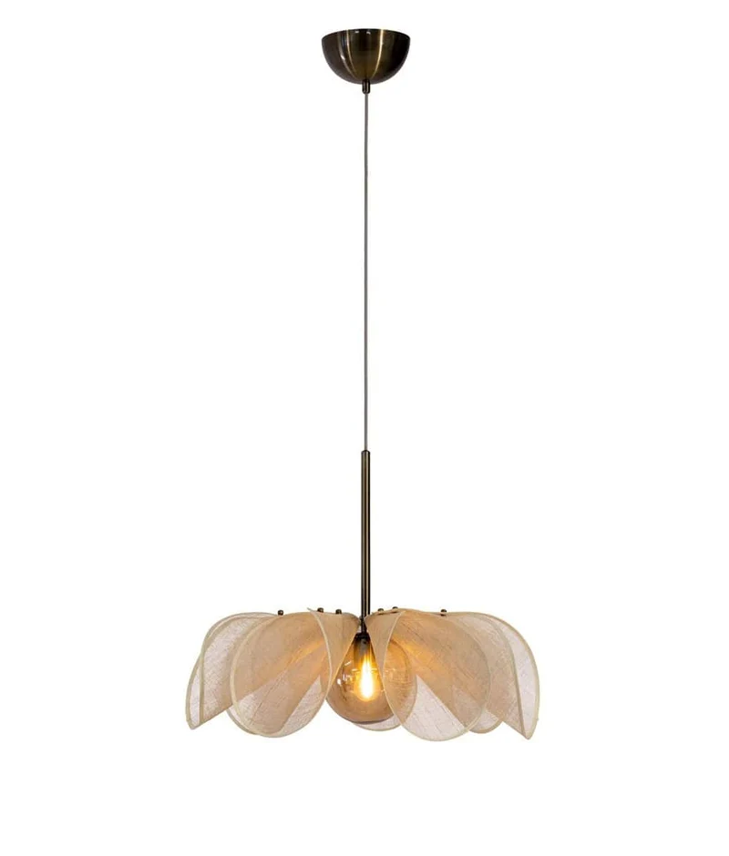 Lampada a sospensione STYRKA 1L 63 cm Beige/Ottone antico/Ambra markslojd
