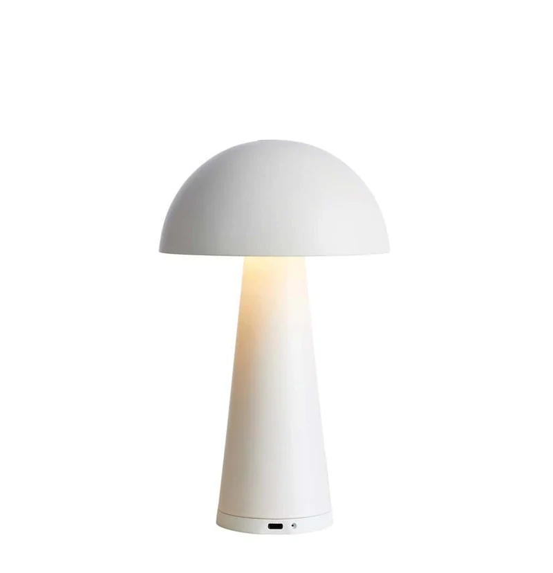 FUNGI Lampada da Tavolo Ricaricabile Bianco Opaco B/O