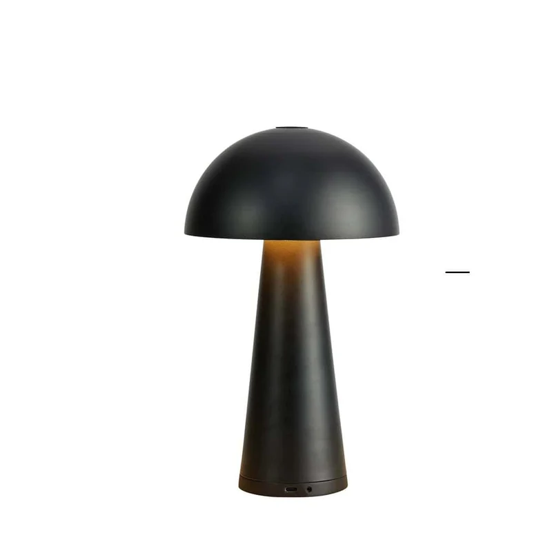Lampada da Tavolo FUNGI Ricaricabile Nero Opaco B/O