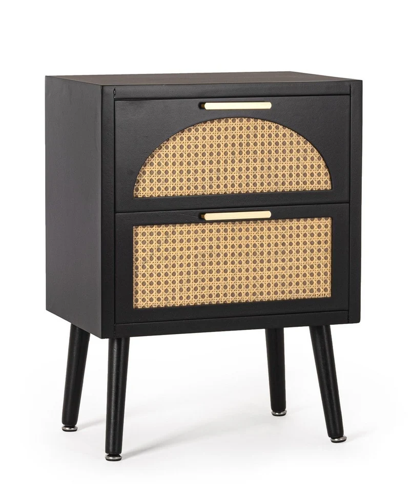 Comodino 2 cassetti Arches nero