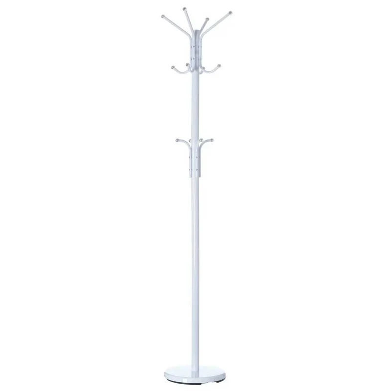 Attaccapanni Appendiabiti a Piantana in Metallo 12 Ganci Colore Bianco 30x30x178