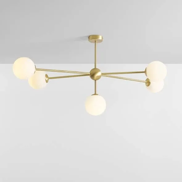 Plafoniera WHITE PEARL 5 BRASS ottone spazzolato
