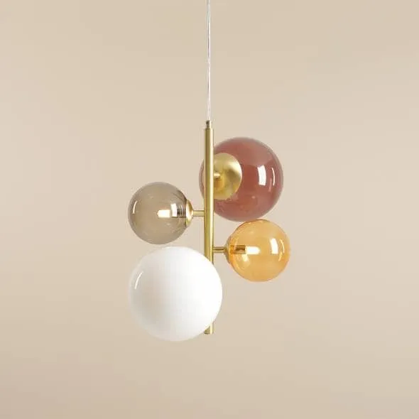 Lampada a sospensione BLOOM 4 MULTICOLOR in ottone