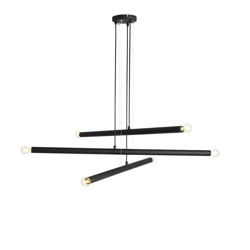 Lampada a sospensione TUBO black 6 luci - 100 x h105 cm