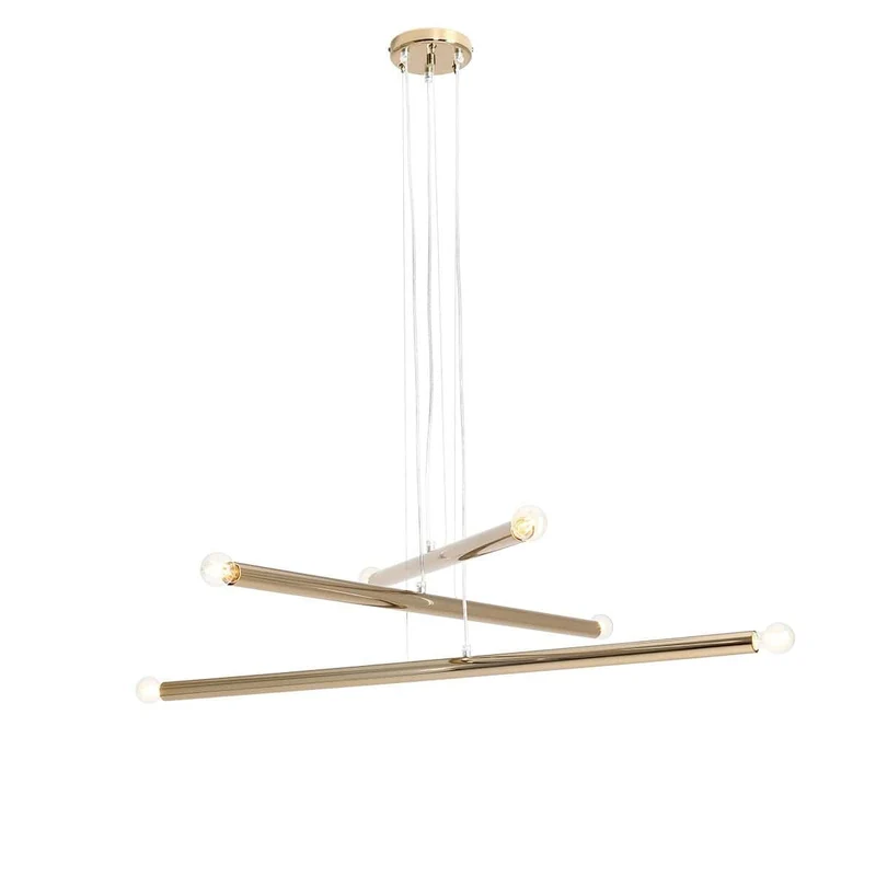 Lampada a sospensione TUBO gold 6 luci - 100 x h85 cm