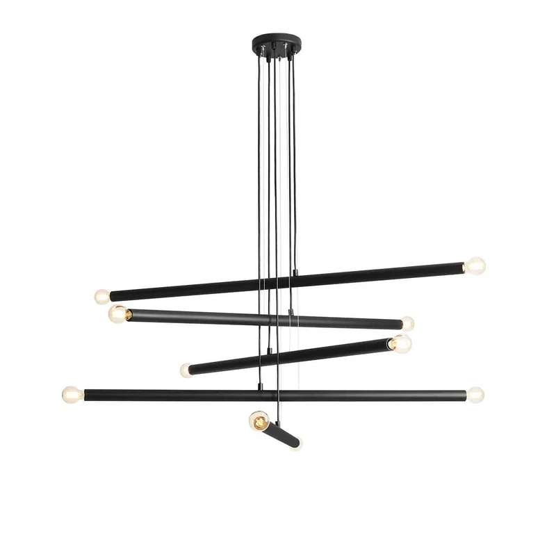 Lampada a sospensione TUBO black 10 luci - 100 x h110 cm